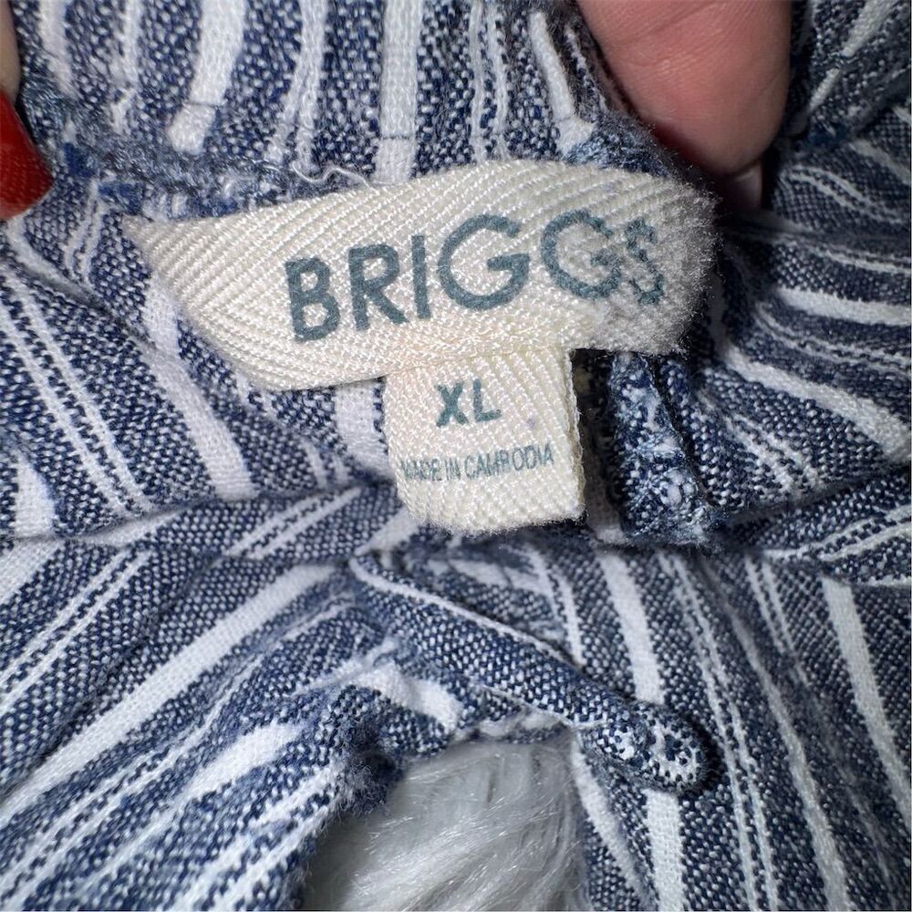 Briggs Women's XL Blue Striped Wide-Leg Linen Blend Pants Casual - Picture 6 of 12